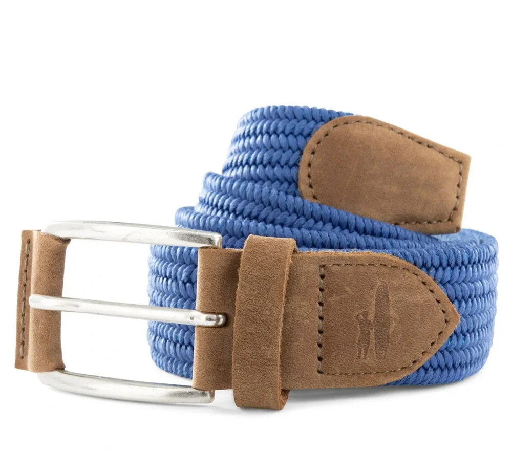 NEW JOHNNIE-O MENS LAGUNA BLUE WAXED COTTON STRETCH BELT GOLF SZ XL